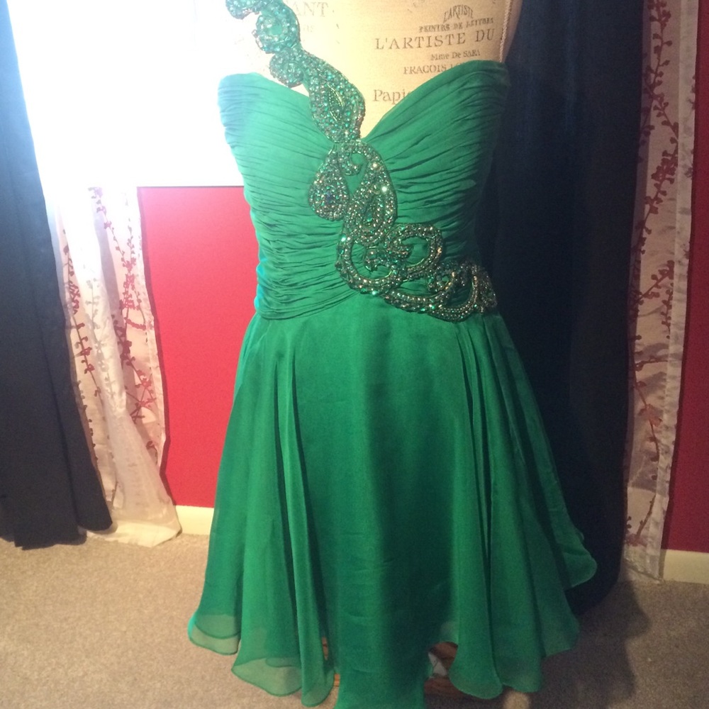 Sherri Hill green one shoulder dress